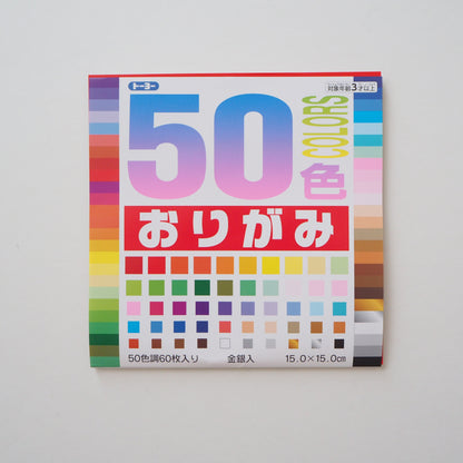 Paquete de 60 hojas de papel para origami multicolor Toyo Education 15x15cm