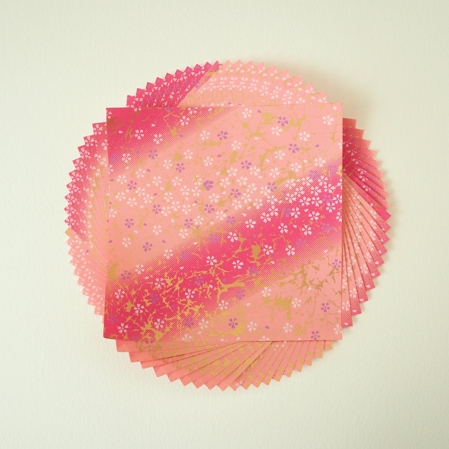 Pack of 20 Sheets 14x14cm Yuzen Washi Origami Paper HZ-340 - Small Cherry Blossom Pink Shade