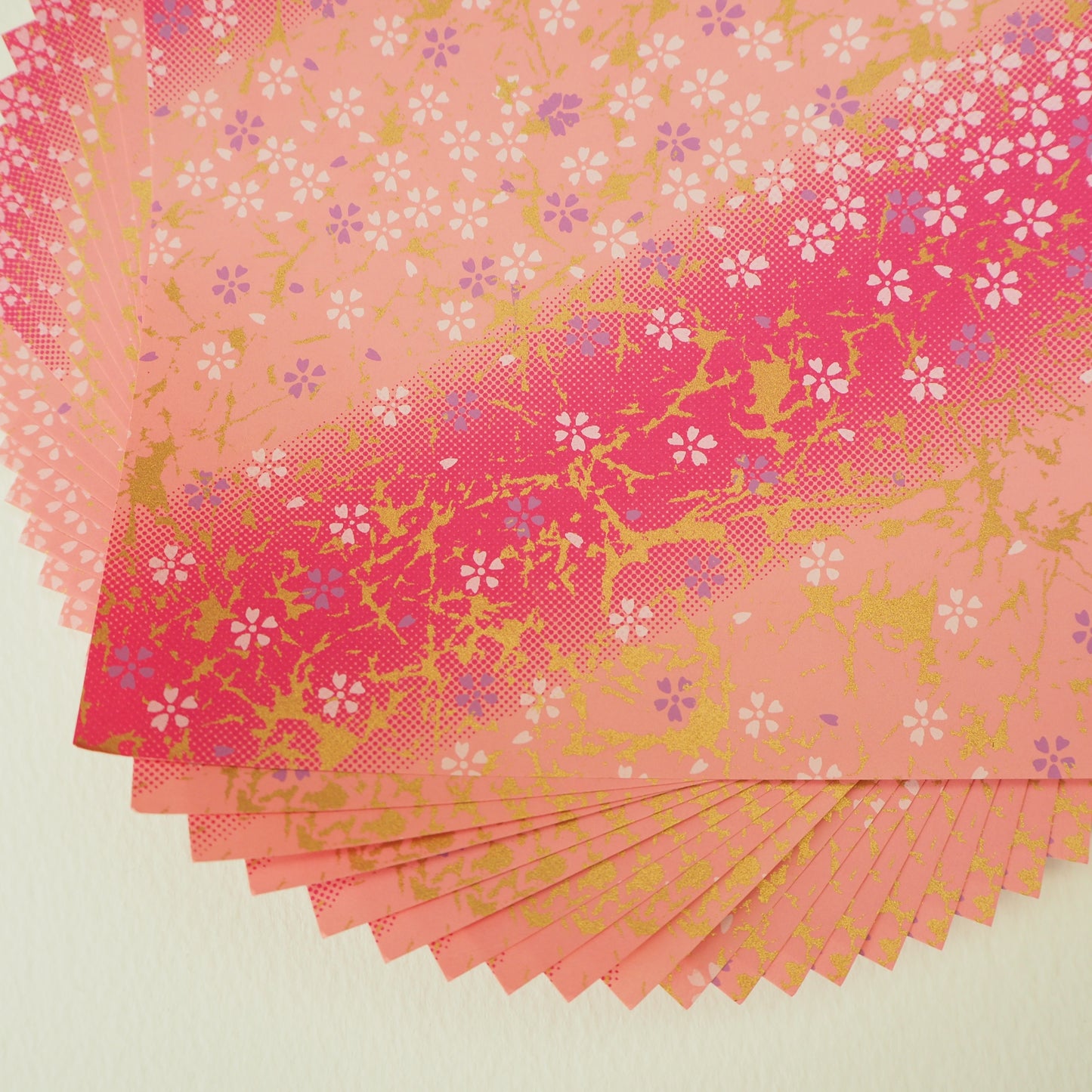 Pack of 20 Sheets 14x14cm Yuzen Washi Origami Paper HZ-340 - Small Cherry Blossom Pink Shade