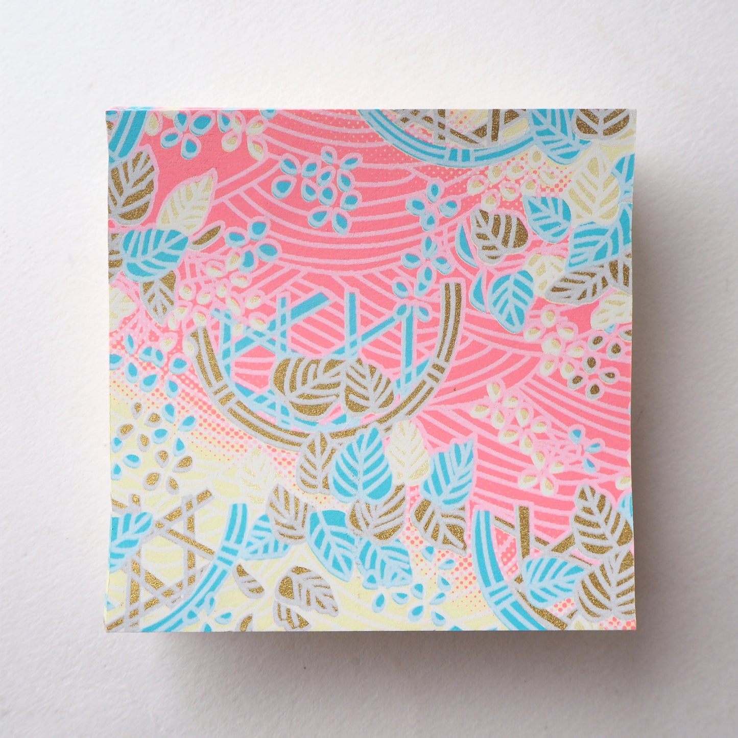 Pack of 100 Sheets 7x7cm Yuzen Washi Origami Paper  HZ-003 - Pink Cream Flower Basket - washi paper - Lavender Home London