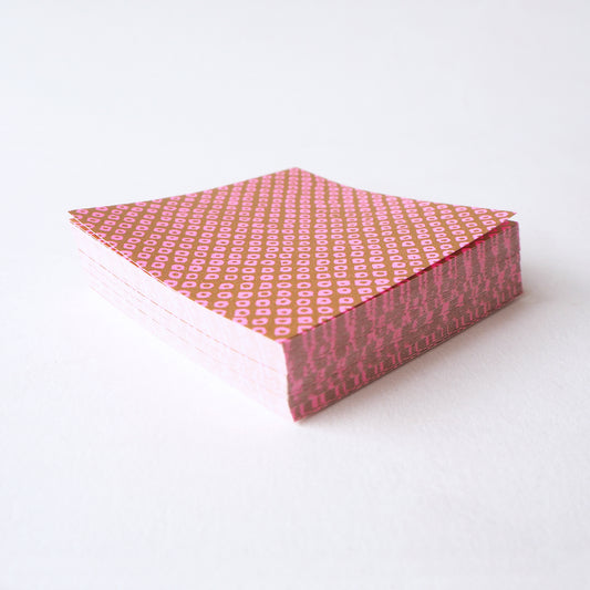 Pack of 100 Sheets 7x7cm Yuzen Washi Origami Paper HZ-021 - Deer's Spots Pink Gold - washi paper - Lavender Home London