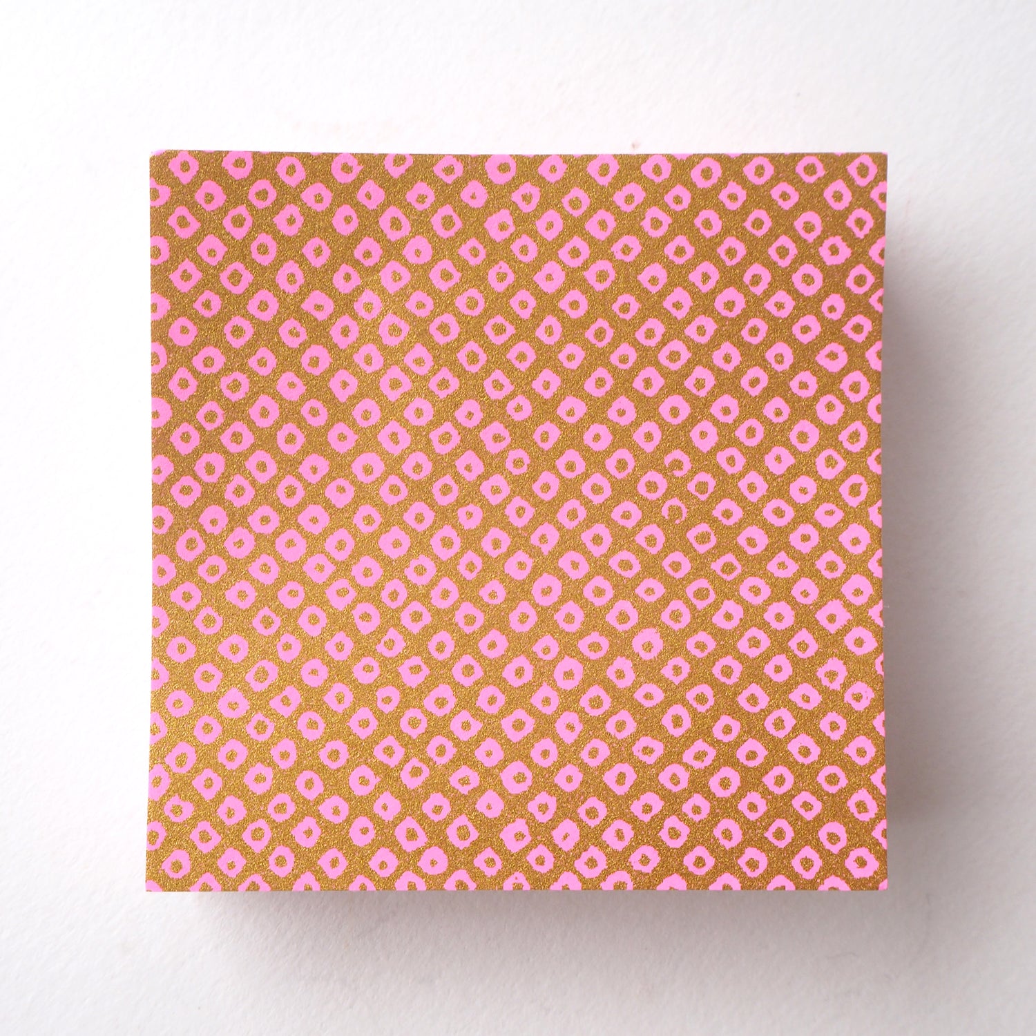 Pack of 100 Sheets 7x7cm Yuzen Washi Origami Paper HZ-021 - Deer's Spots Pink Gold - washi paper - Lavender Home London
