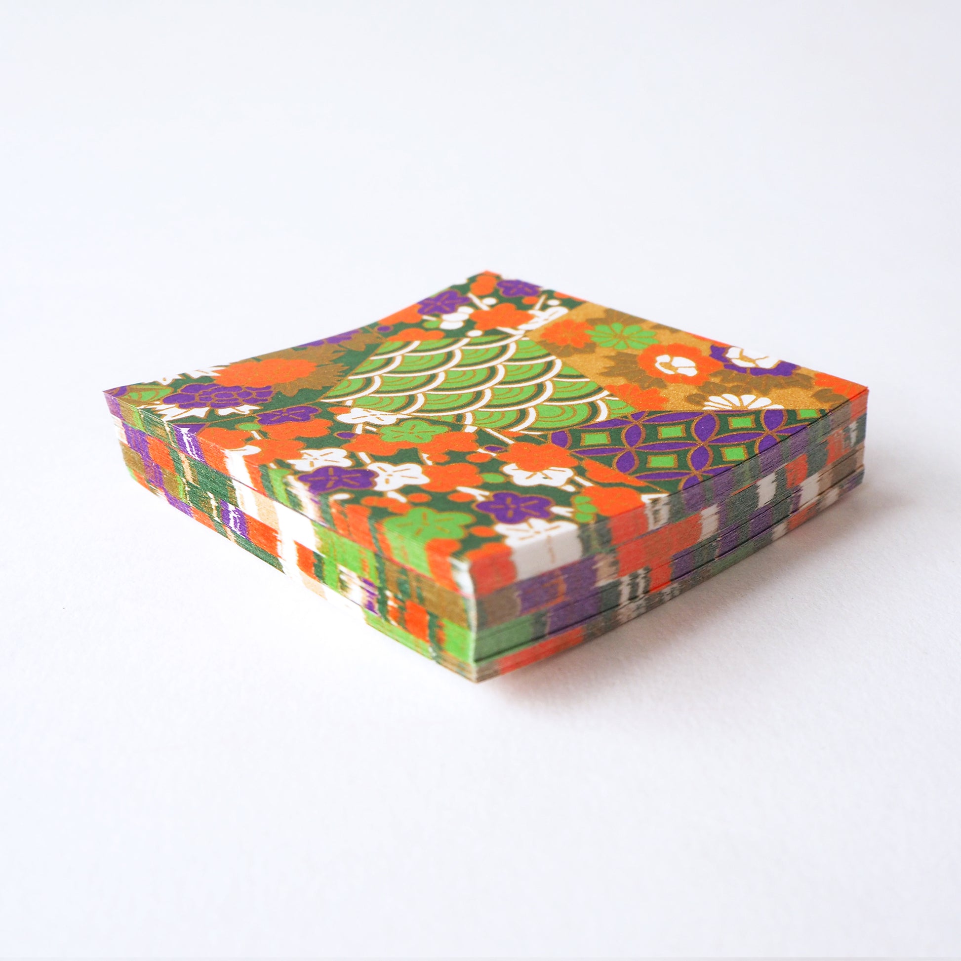 Pack of 100 Sheets 7x7cm Yuzen Washi Origami Paper HZ-053 - Mixed Patterns Secondary Colour - washi paper - Lavender Home London