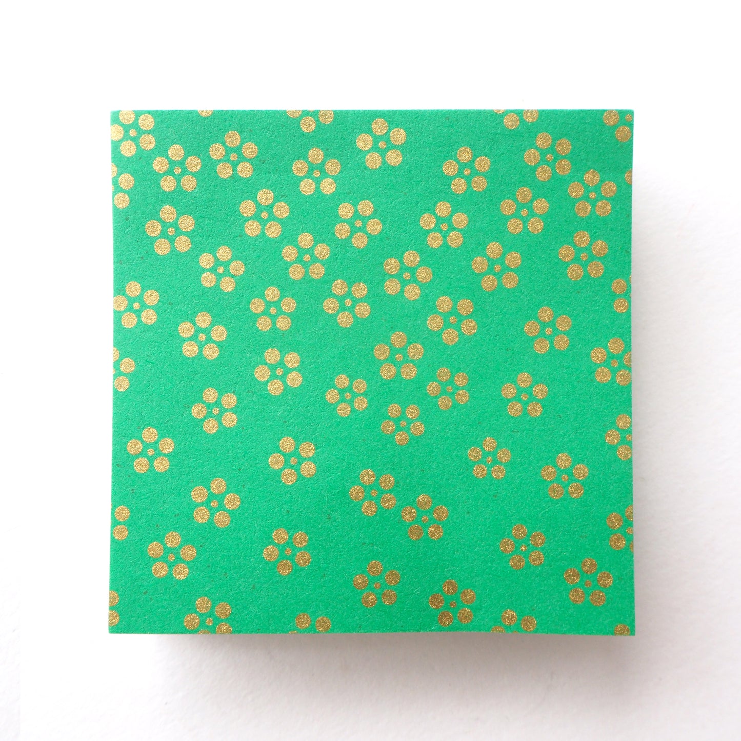 Pack of 100 Sheets 7x7cm Yuzen Washi Origami Paper  HZ-057 - Gold Small Plum Flowers Green - washi paper - Lavender Home London