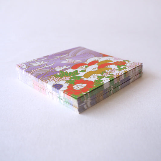 Pack of 100 Sheets 7x7cm Yuzen Washi Origami Paper HZ-061 - Secret Garden - washi paper - Lavender Home London