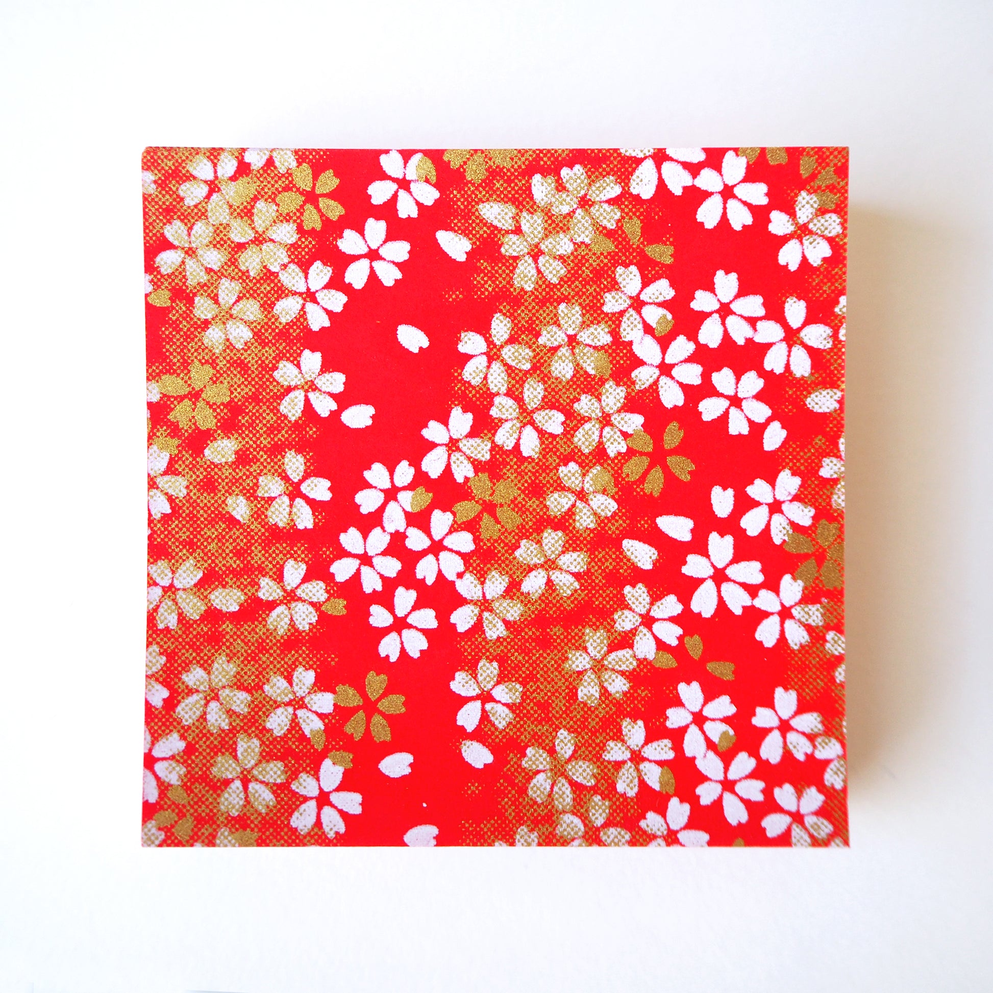 Pack of 100 Sheets 7x7cm Yuzen Washi Origami Paper HZ-063 - Cherry Blossom Red - washi paper - Lavender Home London