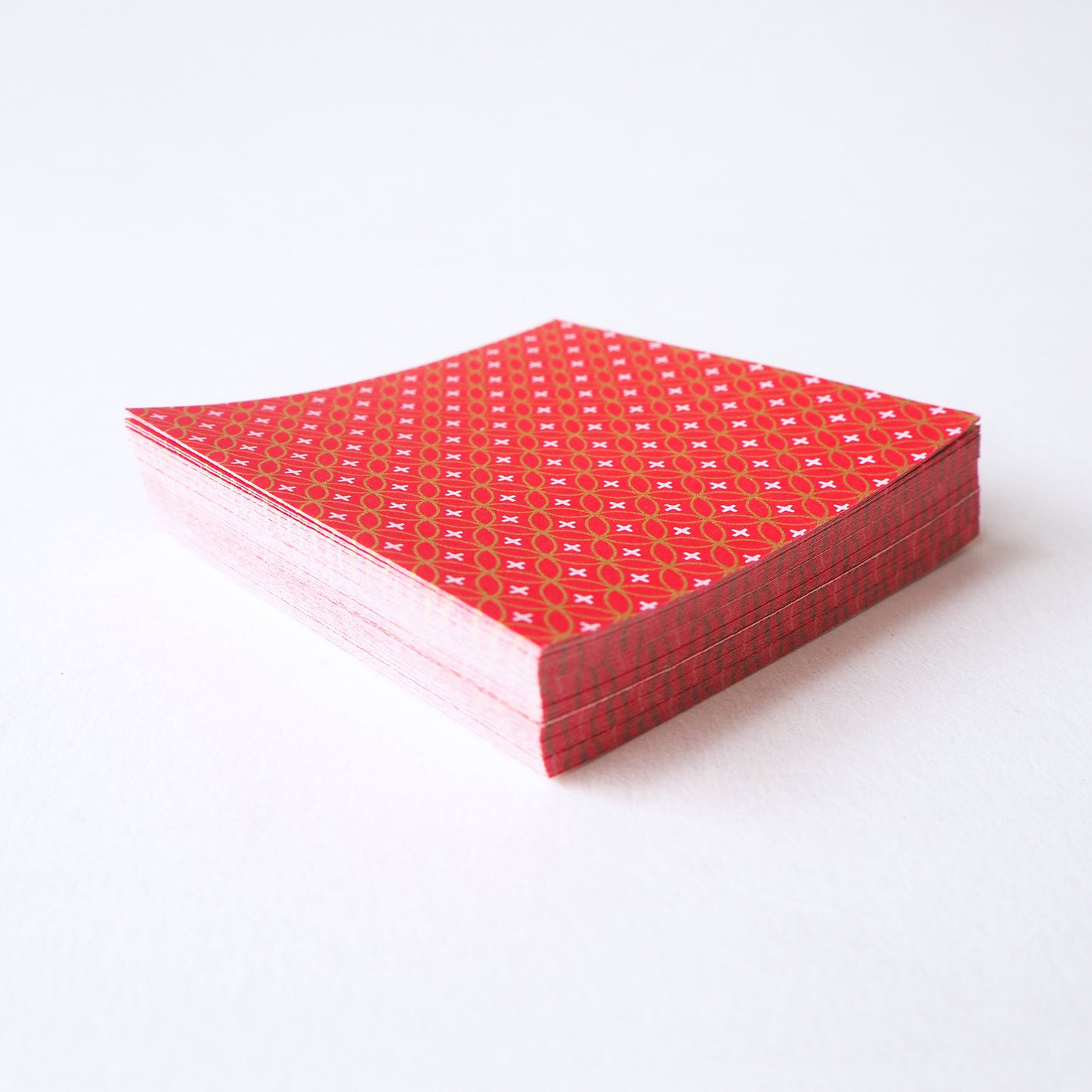Pack of 100 Sheets 7x7cm Yuzen Washi Origami Paper HZ-064 - Shippou Circle Red - washi paper - Lavender Home London