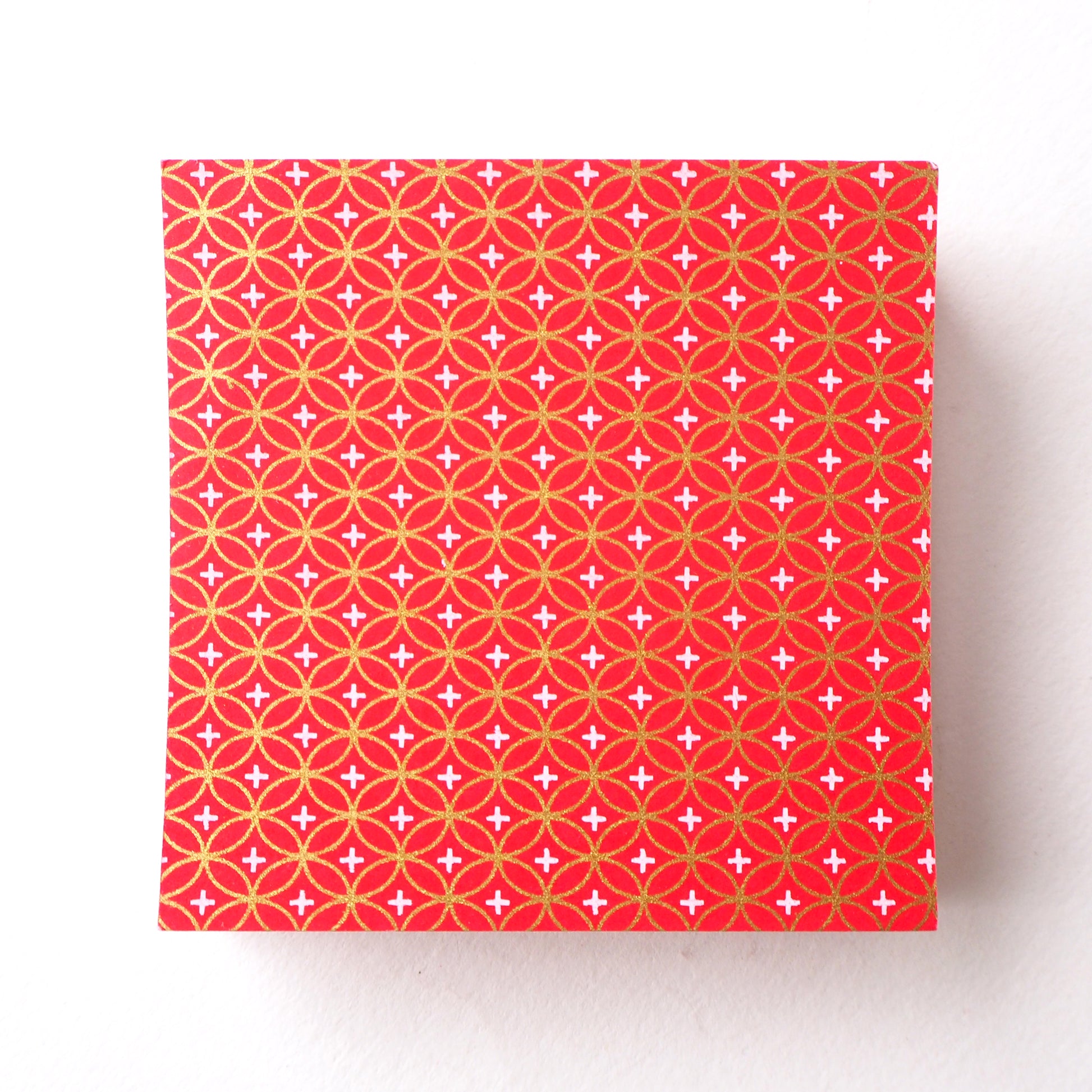 Pack of 100 Sheets 7x7cm Yuzen Washi Origami Paper HZ-064 - Shippou Circle Red - washi paper - Lavender Home London