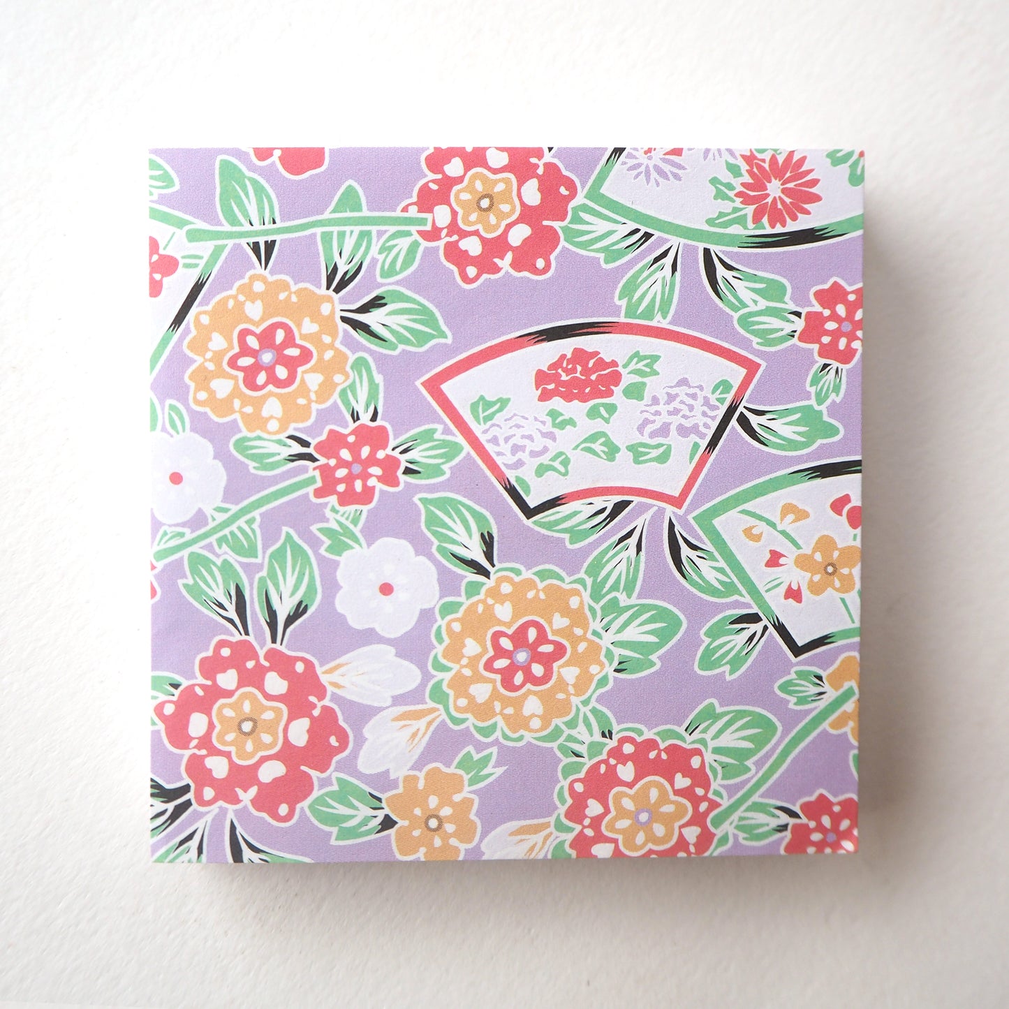 Pack of 100 Sheets 7x7cm Yuzen Washi Origami Paper HZ-065 - Flower & Hand Fans Purple - washi paper - Lavender Home London