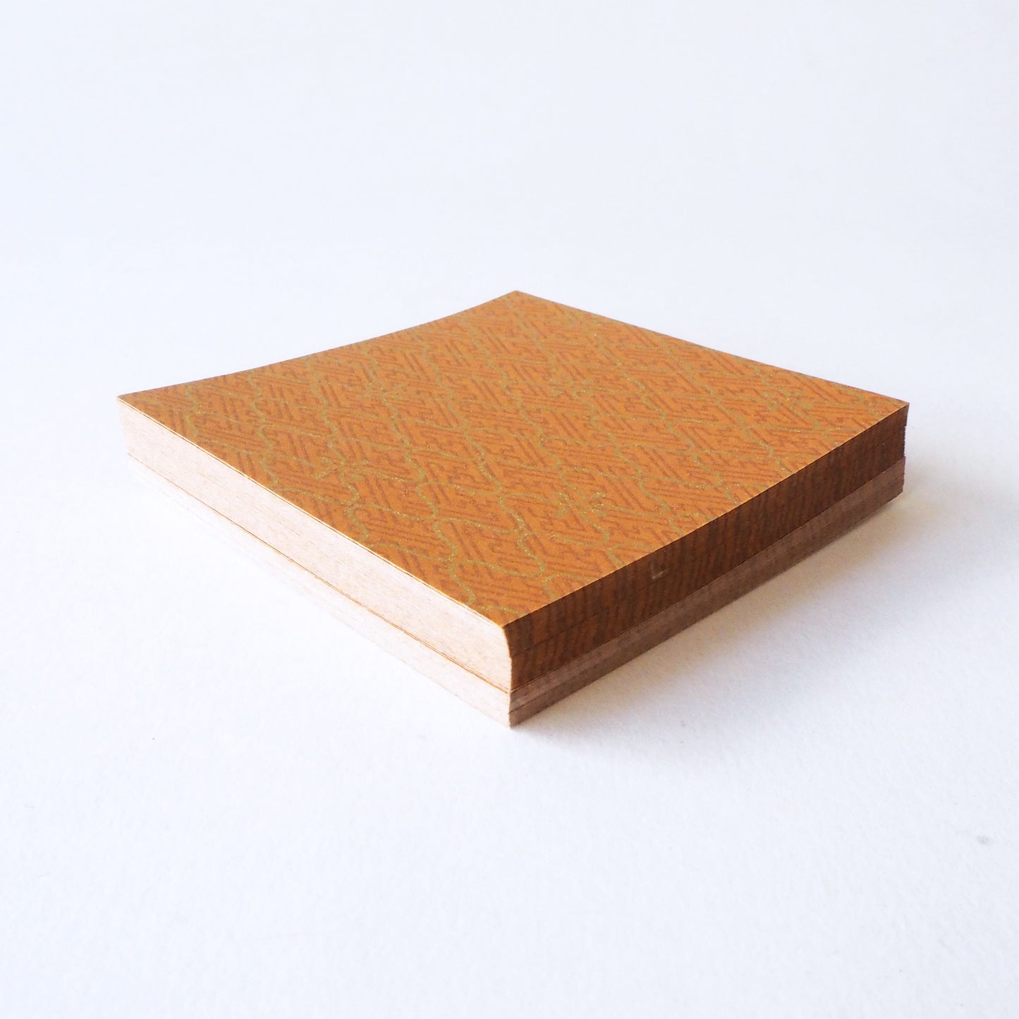 Pack of 100 Sheets 7x7cm Yuzen Washi Origami Paper HZ-069 - Sayagata & Fishing Net Brown Gold - washi paper - Lavender Home London