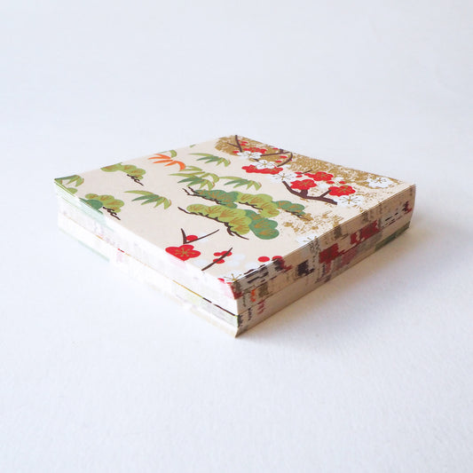 Pack of 100 Sheets 7x7cm Yuzen Washi Origami Paper  HZ-070 - Plum Flower Garden - washi paper - Lavender Home London