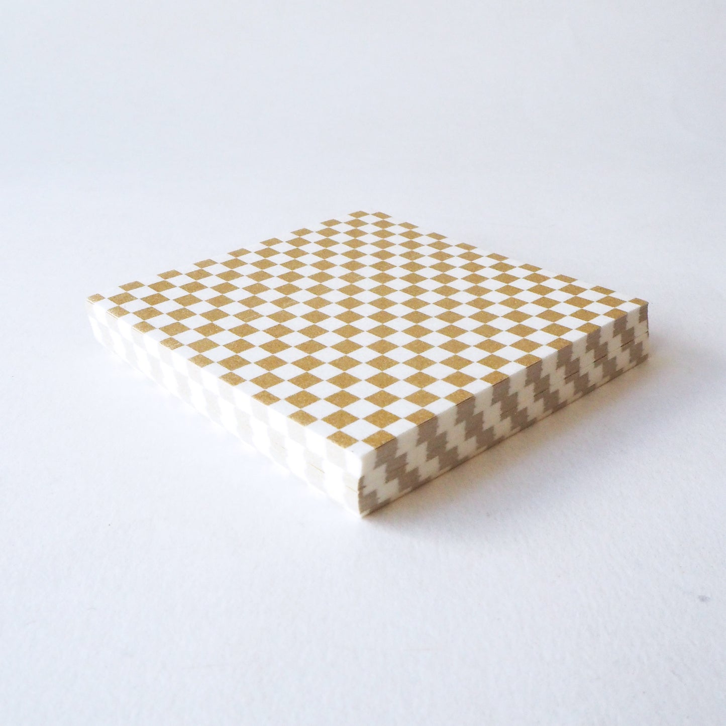 Pack of 100 Sheets 7x7cm Yuzen Washi Origami Paper HZ-074 - Gold Checkerboard (L) - washi paper - Lavender Home London