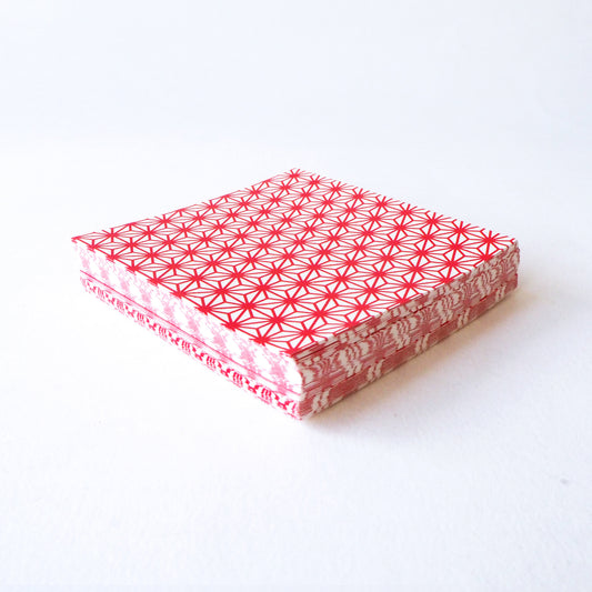 Pack of 100 Sheets 7x7cm Yuzen Washi Origami Paper  HZ-077 - Red Hemp Leaf - washi paper - Lavender Home London