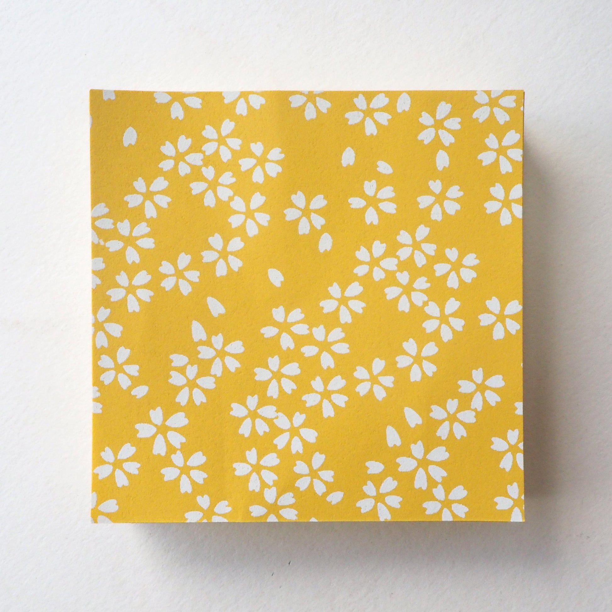 Pack of 100 Sheets 7x7cm Yuzen Washi Origami Paper  HZ-078 - Small Cherry Blossom Yellow - washi paper - Lavender Home London
