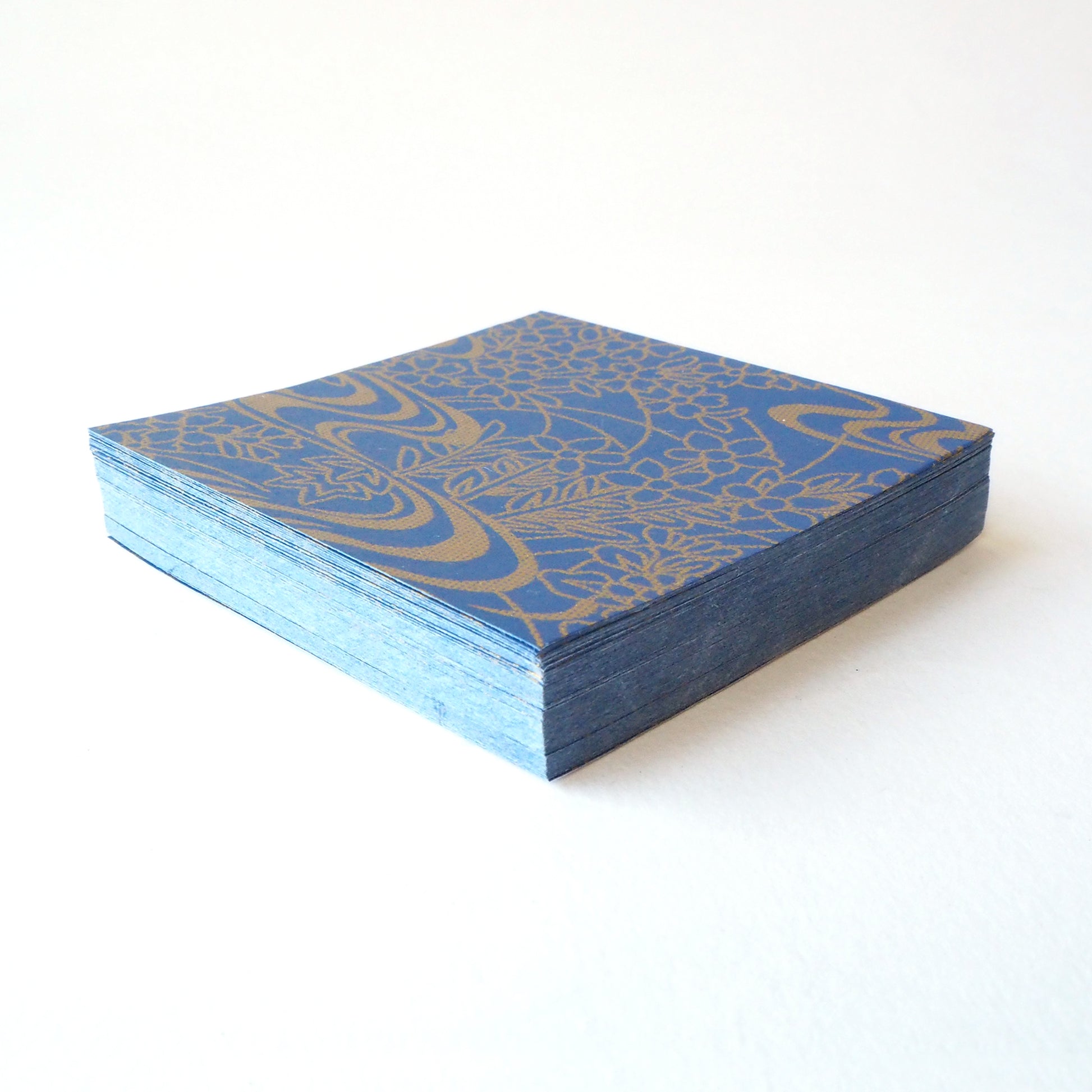 Pack of 100 Sheets 7x7cm Yuzen Washi Origami Paper  HZ-086 - Sapphire Flowing Water Garden - washi paper - Lavender Home London