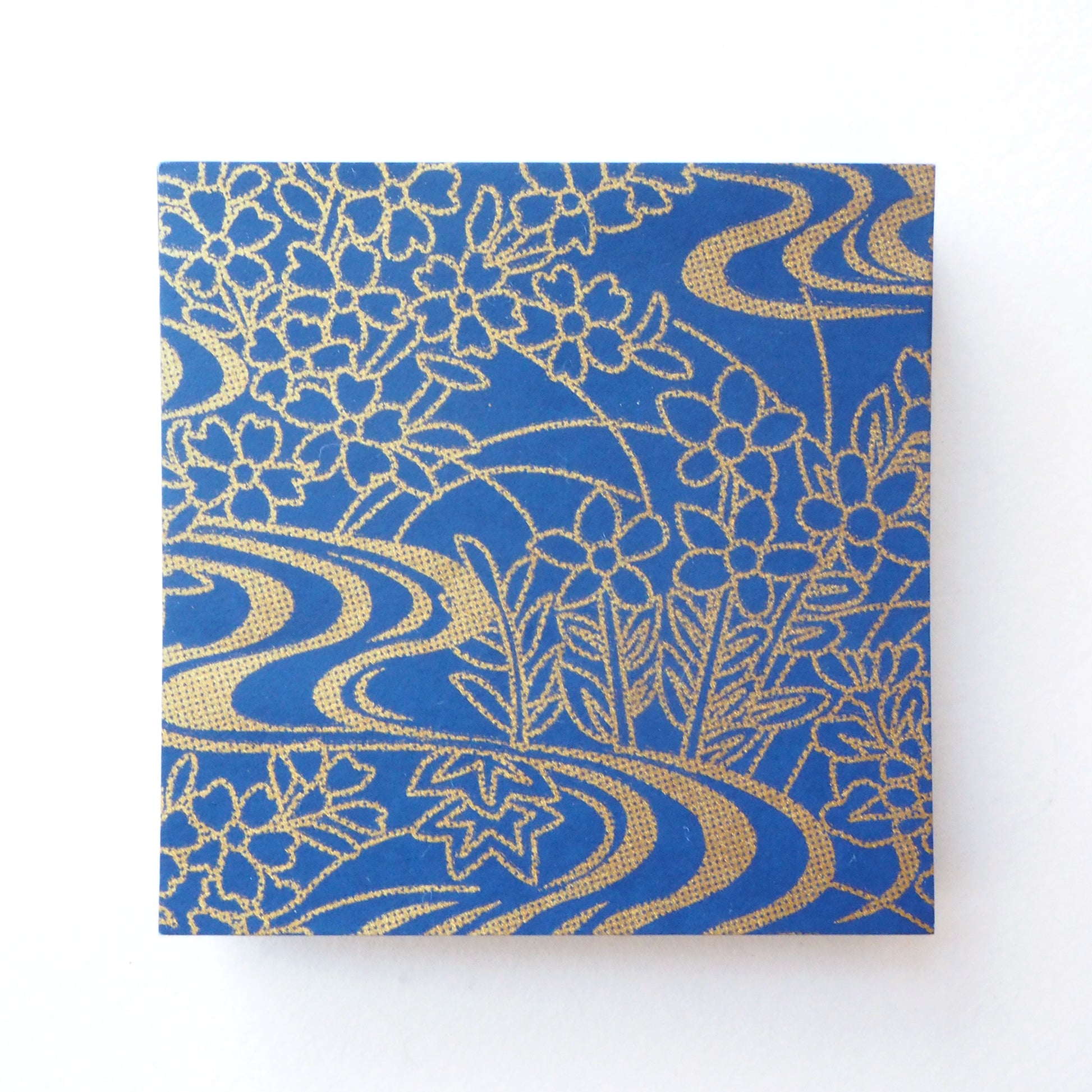 Pack of 100 Sheets 7x7cm Yuzen Washi Origami Paper  HZ-086 - Sapphire Flowing Water Garden - washi paper - Lavender Home London