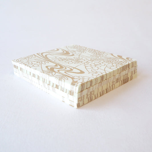 Pack of 100 Sheets 7x7cm Yuzen Washi Origami Paper HZ-088 - Gold Flowing Water Garden - washi paper - Lavender Home London