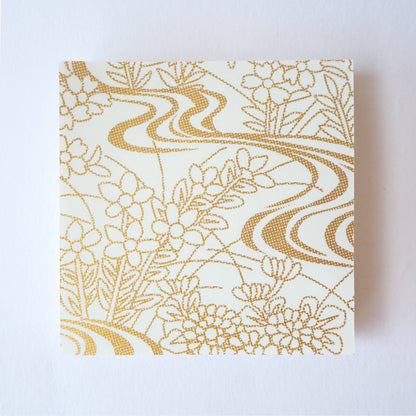Pack of 100 Sheets 7x7cm Yuzen Washi Origami Paper HZ-088 - Gold Flowing Water Garden - washi paper - Lavender Home London