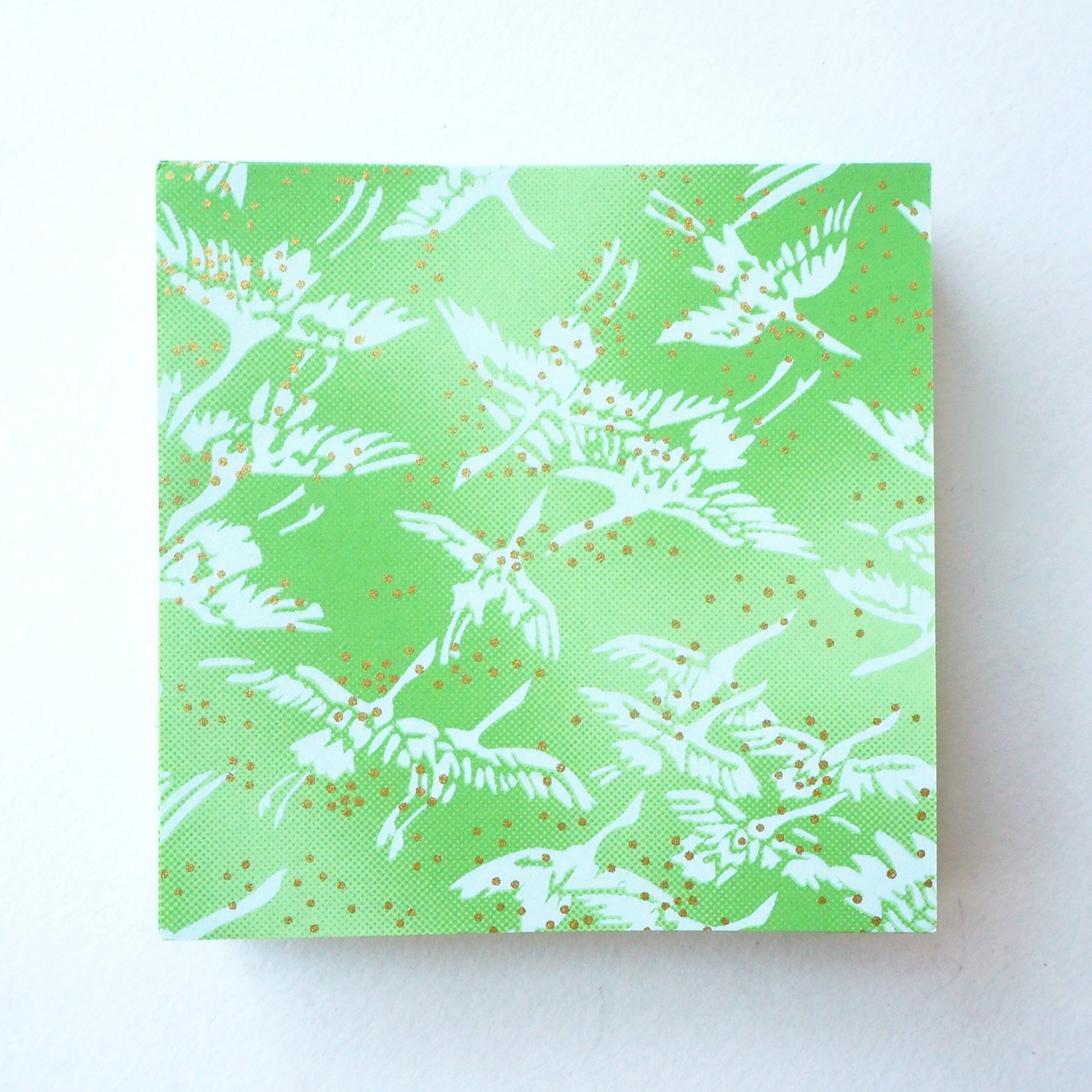 Pack of 100 Sheets 7x7cm Yuzen Washi Origami Paper HZ-090 - Cranes Fresh Green - washi paper - Lavender Home London