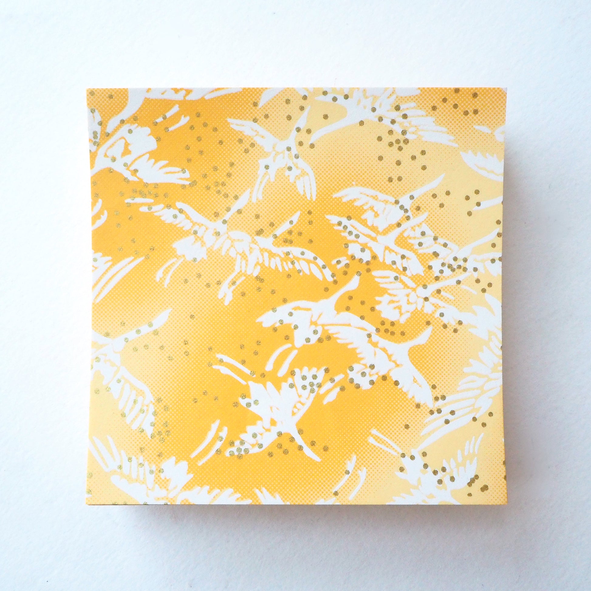 Pack of 100 Sheets 7x7cm Yuzen Washi Origami Paper  HZ-091 - Cranes Sunny Yellow - washi paper - Lavender Home London