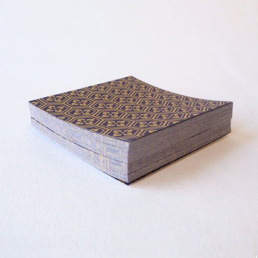 Pack of 100 Sheets 7x7cm Yuzen Washi Origami Paper HZ-106 - Purple Gold Tortoiseshell Diamond Flower - washi paper - Lavender Home London