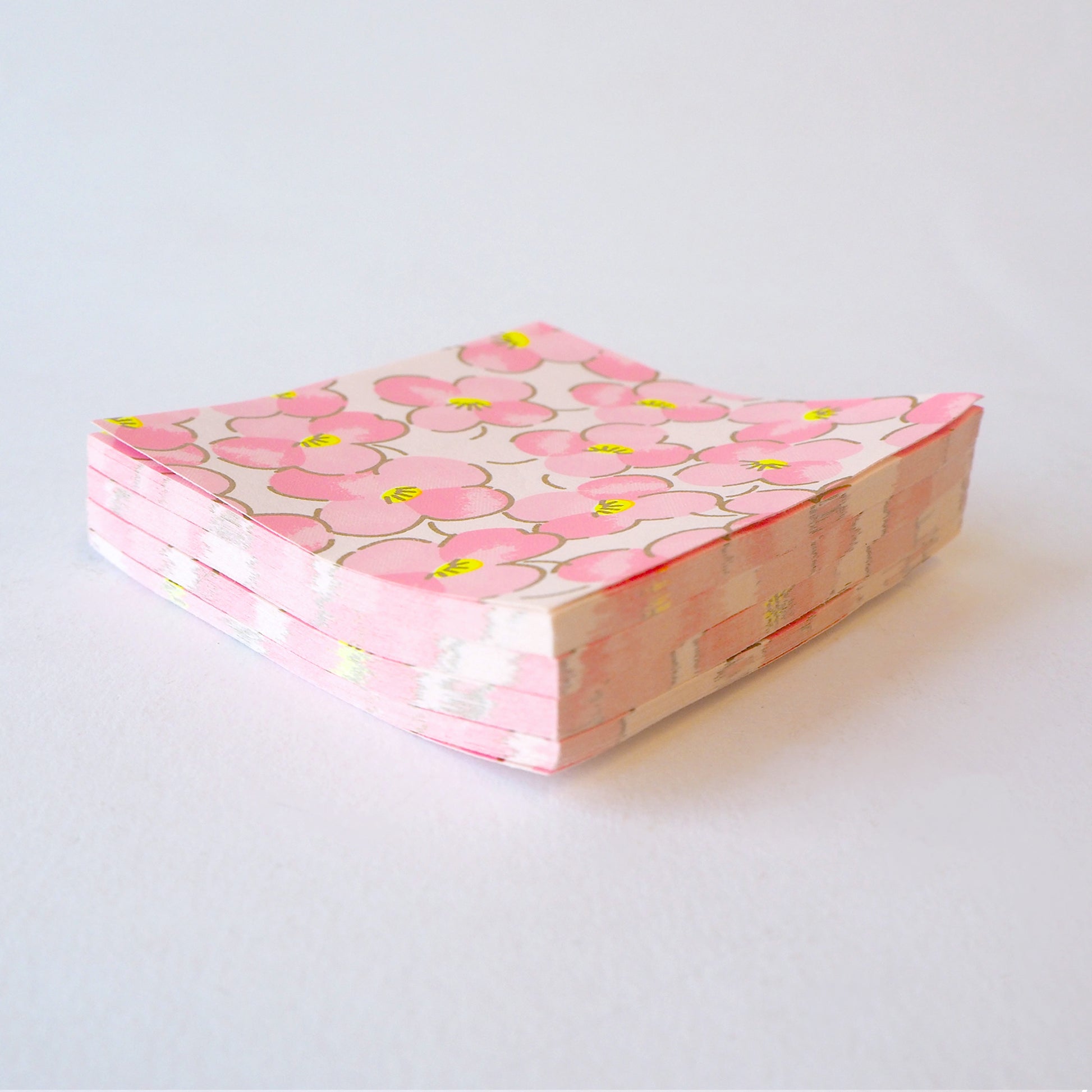 Pack of 100 Sheets 7x7cm Yuzen Washi Origami Paper HZ-123 - Candy Pink Flowery Plum Flowers - washi paper - Lavender Home London