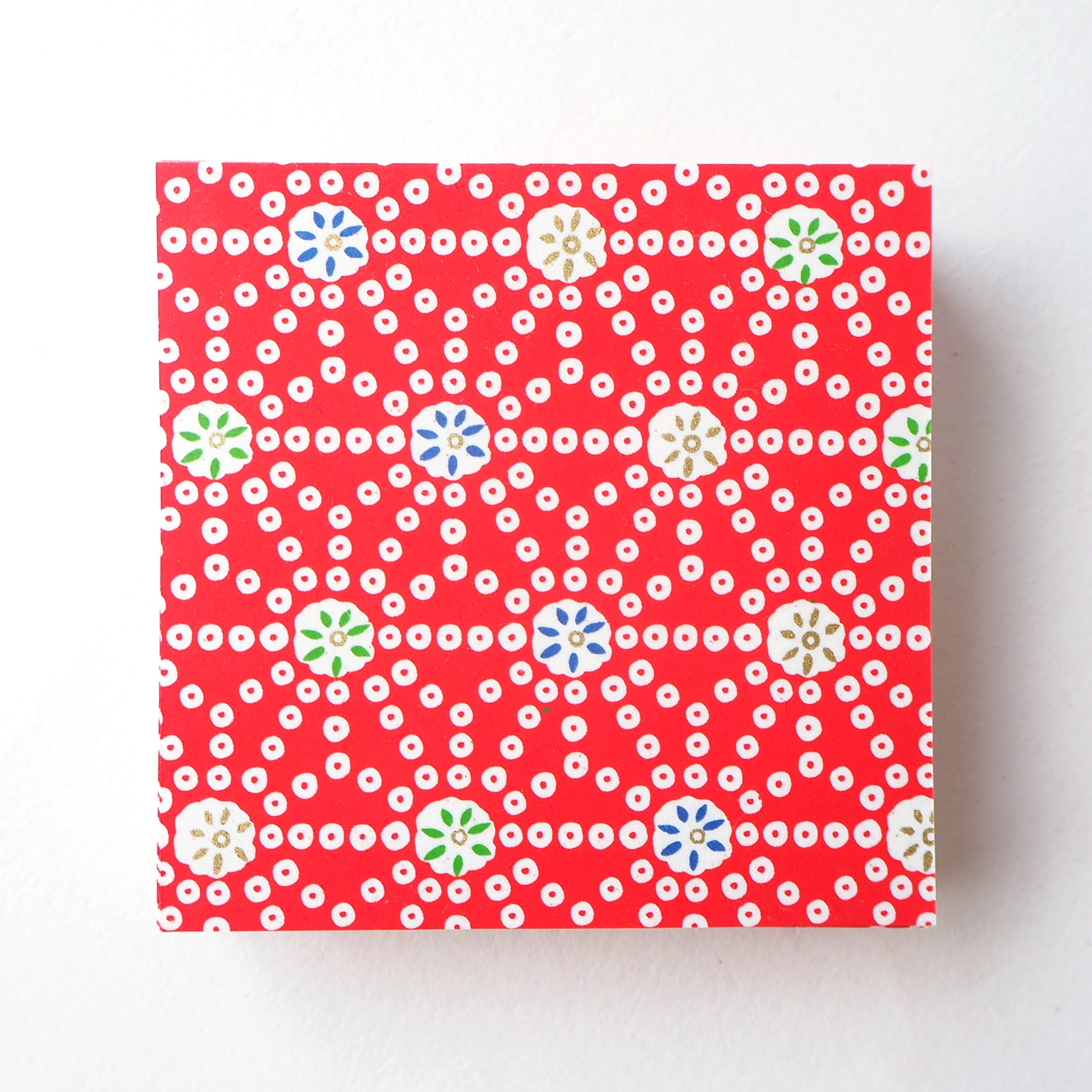 Pack of 100 Sheets 7x7cm Yuzen Washi Origami Paper  HZ-174 - Dots Hemp Leaf Red - washi paper - Lavender Home London