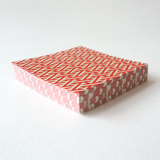 Pack of 100 Sheets 7x7cm Yuzen Washi Origami Paper HZ-175 - Red & White Sayagata - washi paper - Lavender Home London
