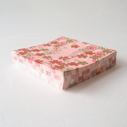 Pack of 100 Sheets 7x7cm Yuzen Washi Origami Paper  HZ-183 - Outlined Cherry Blossom Pink - washi paper - Lavender Home London