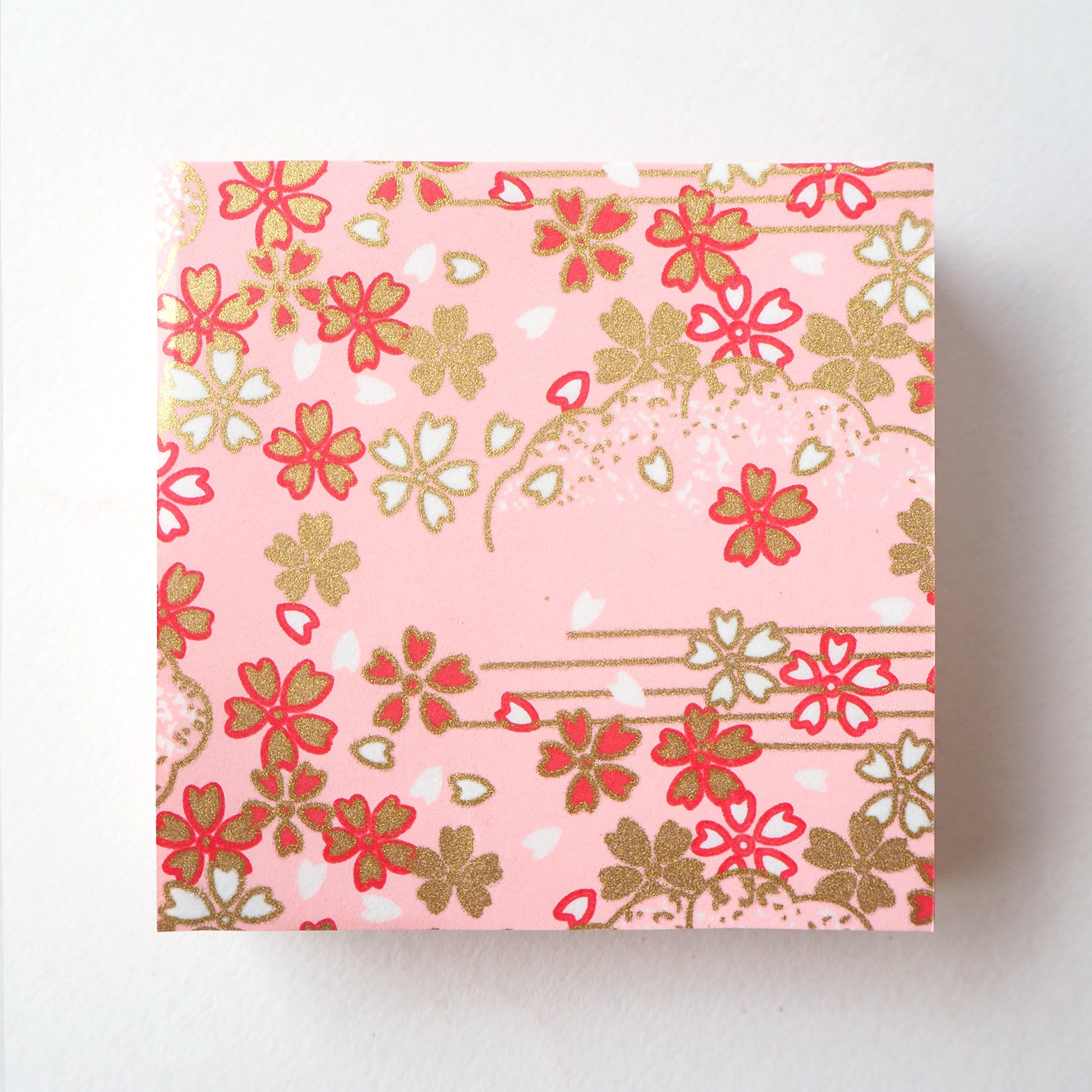 Pack of 100 Sheets 7x7cm Yuzen Washi Origami Paper  HZ-183 - Outlined Cherry Blossom Pink - washi paper - Lavender Home London