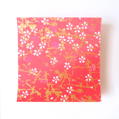 Pack of 100 Sheets 7x7cm Yuzen Washi Origami Paper HZ-185 - Small Cherry Blossom Red Gradation - washi paper - Lavender Home London