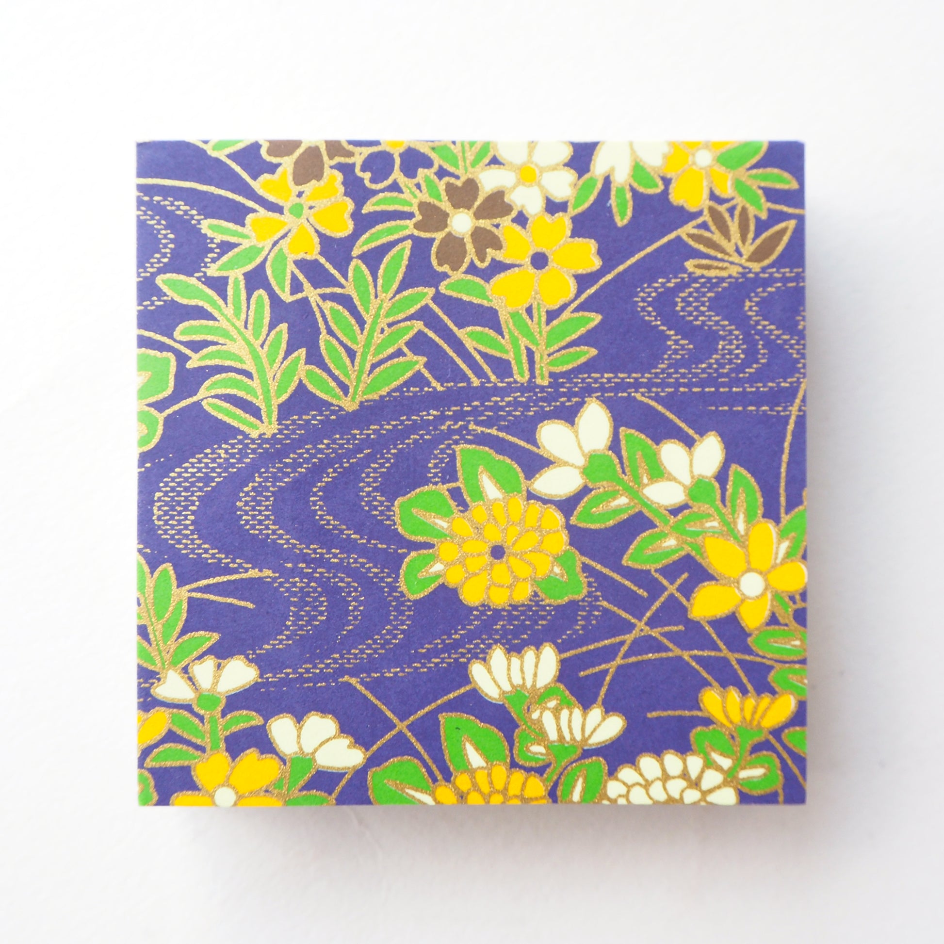Pack of 100 Sheets 7x7cm Yuzen Washi Origami Paper HZ-200 - Purple Flowing Water Flower Garden - washi paper - Lavender Home London