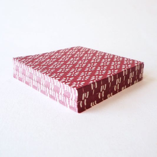 Pack of 100 Sheets 7x7cm Yuzen Washi Origami Paper HZ-238 - Brown Diamond Flower - washi paper - Lavender Home London