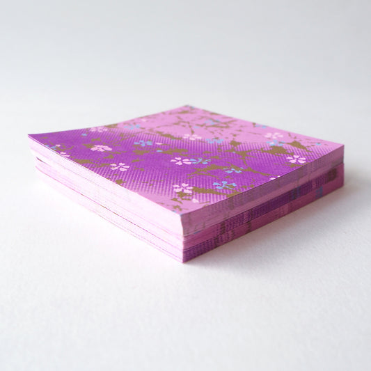 Pack of 100 Sheets 7x7cm Yuzen Washi Origami Paper  HZ-279 - Small Cherry Blossom Purple Gradation - washi paper - Lavender Home London