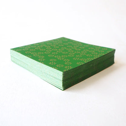 Pack of 100 Sheets 7x7cm Yuzen Washi Origami Paper HZ-288 - Small Chrysanthemum Green - washi paper - Lavender Home London