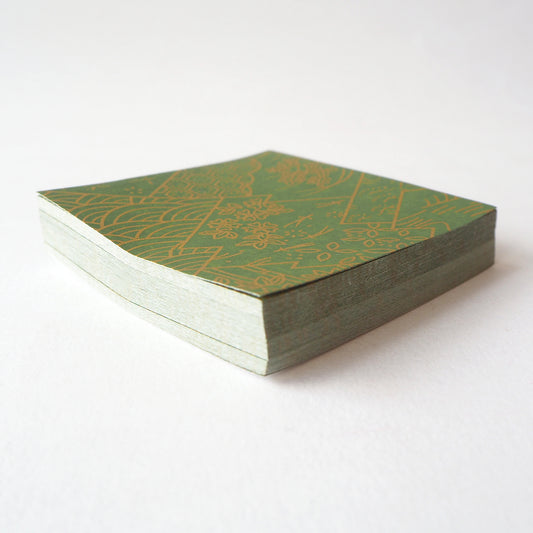 Pack of 100 Sheets 7x7cm Yuzen Washi Origami Paper HZ-312 - Three Lozenges Matcha - washi paper - Lavender Home London