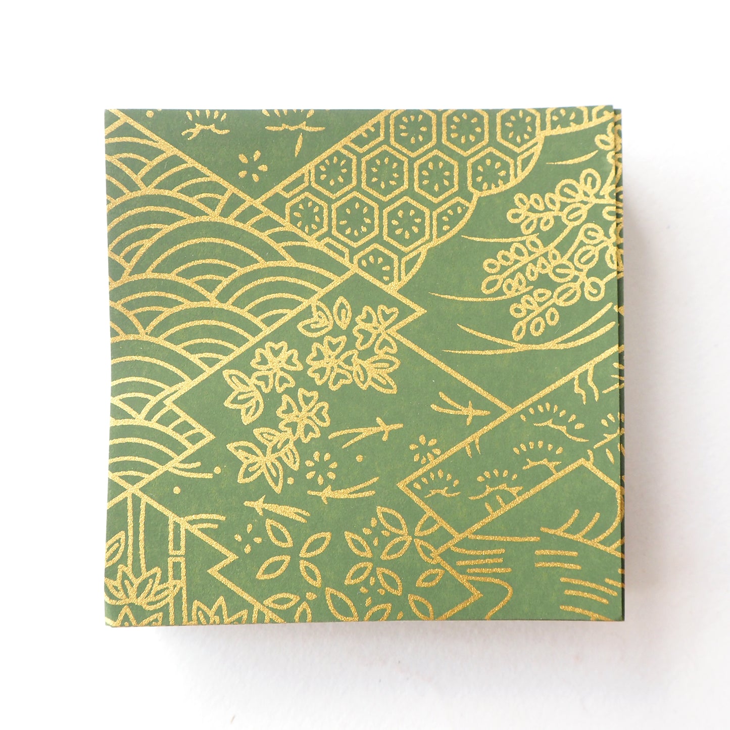 Pack of 100 Sheets 7x7cm Yuzen Washi Origami Paper HZ-312 - Three Lozenges Matcha - washi paper - Lavender Home London
