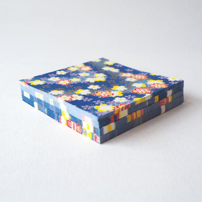 Pack of 100 Sheets 7x7cm Yuzen Washi Origami Paper HZ-329 - Cherry Blossom Blue - washi paper - Lavender Home London