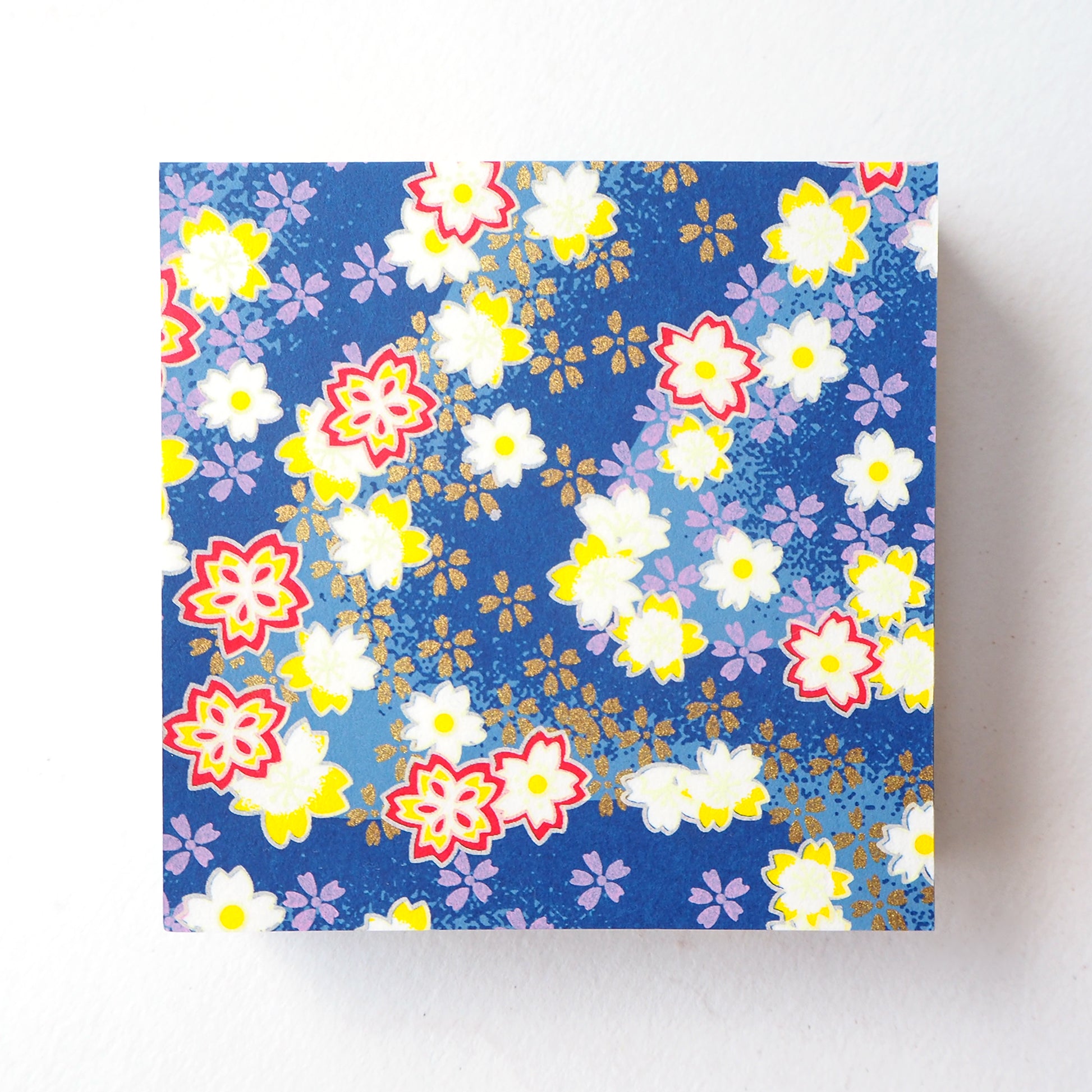 Pack of 100 Sheets 7x7cm Yuzen Washi Origami Paper HZ-329 - Cherry Blossom Blue - washi paper - Lavender Home London