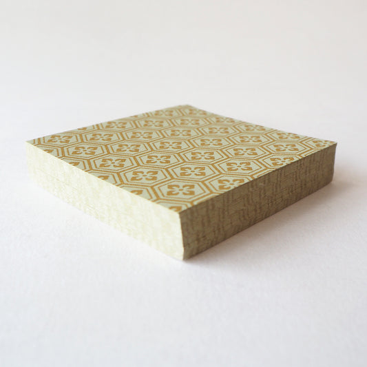 Pack of 100 Sheets 7x7cm Yuzen Washi Origami Paper HZ-350 - Ash Green Gold Tortoiseshell Diamond Flower - washi paper - Lavender Home London