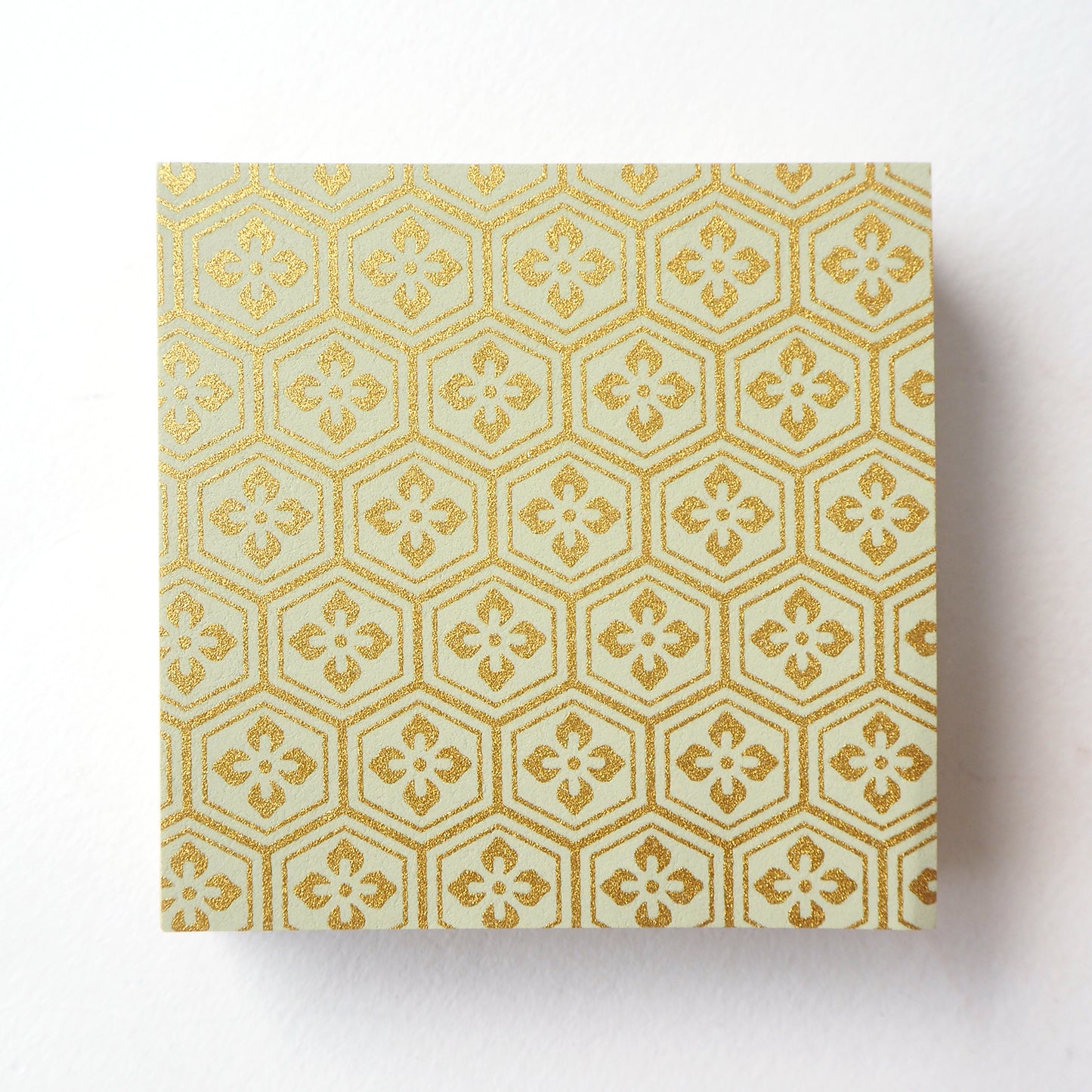 Pack of 100 Sheets 7x7cm Yuzen Washi Origami Paper HZ-350 - Ash Green Gold Tortoiseshell Diamond Flower - washi paper - Lavender Home London