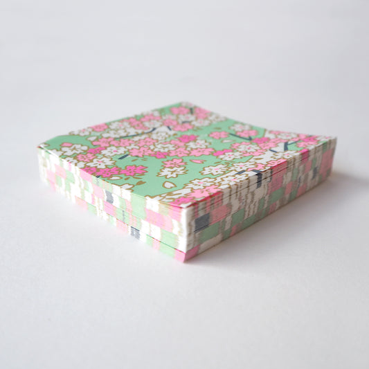 Pack of 100 Sheets 7x7cm Yuzen Washi Origami Paper HZ-351 - Spring Cherry Blossom - washi paper - Lavender Home London