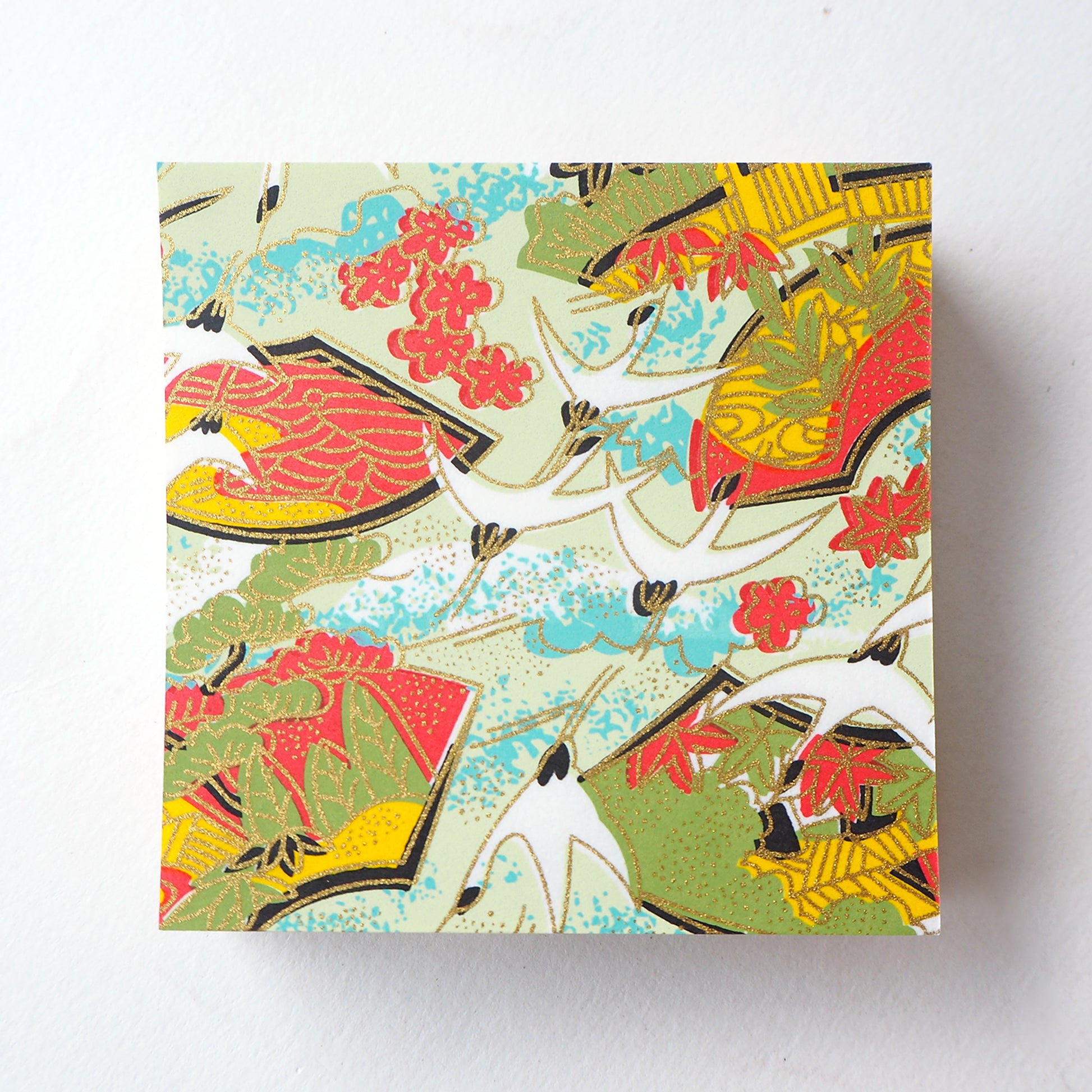 Pack of 100 Sheets 7x7cm Yuzen Washi Origami Paper HZ-367 - Multicoloured Birds - washi paper - Lavender Home London