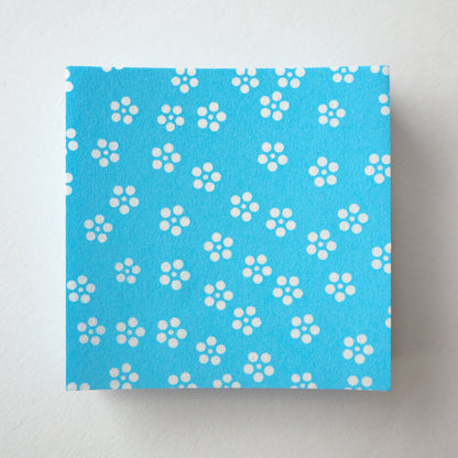Pack of 100 Sheets 7x7cm Yuzen Washi Origami Paper HZ-384 - Small Plum Flowers Dodger Blue - washi paper - Lavender Home London