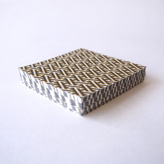 Pack of 100 Sheets 7x7cm Yuzen Washi Origami Paper HZ-385 - Black & White Sayagata - washi paper - Lavender Home London