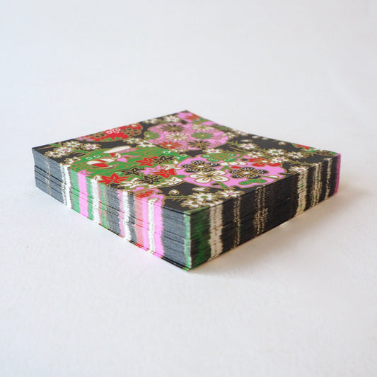 Pack of 100 Sheets 7x7cm Yuzen Washi Origami Paper HZ-392 - Illusion Black - washi paper - Lavender Home London