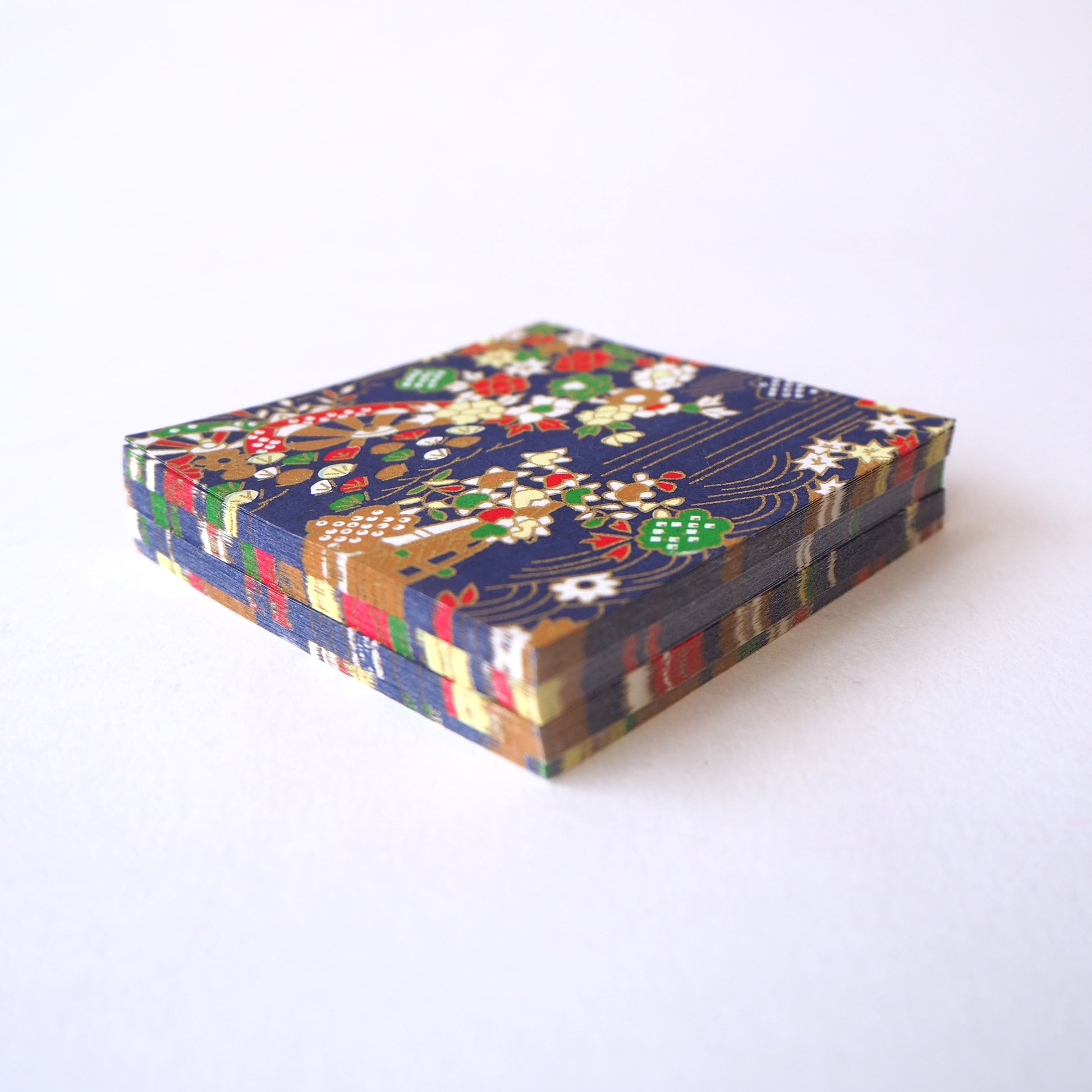 Pack of 100 Sheets 7x7cm Yuzen Washi Origami Paper HZ-397 - Water Flower Garden & Umbrellas - washi paper - Lavender Home London