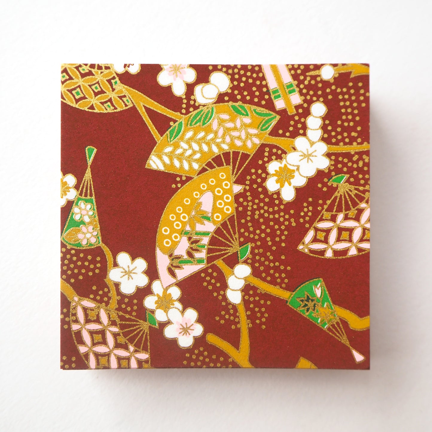Pack of 100 Sheets 7x7cm Yuzen Washi Origami Paper HZ-398 - Floral Fans Brown - washi paper - Lavender Home London