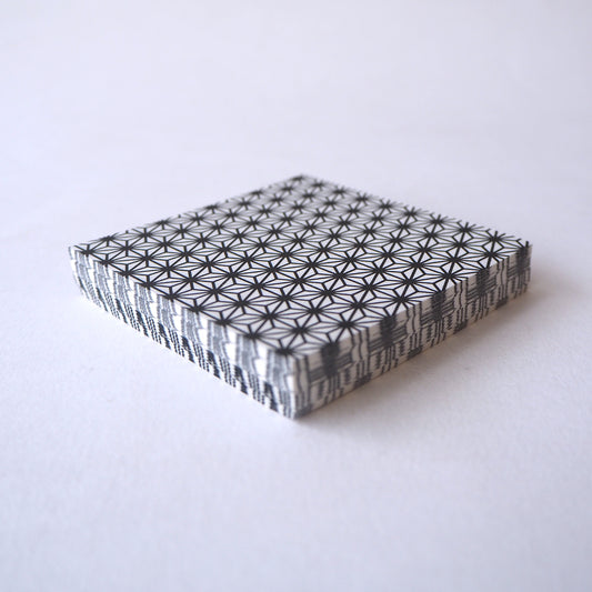 Pack of 100 Sheets 7x7cm Yuzen Washi Origami Paper HZ-399 - Black Hemp Leaf - washi paper - Lavender Home London