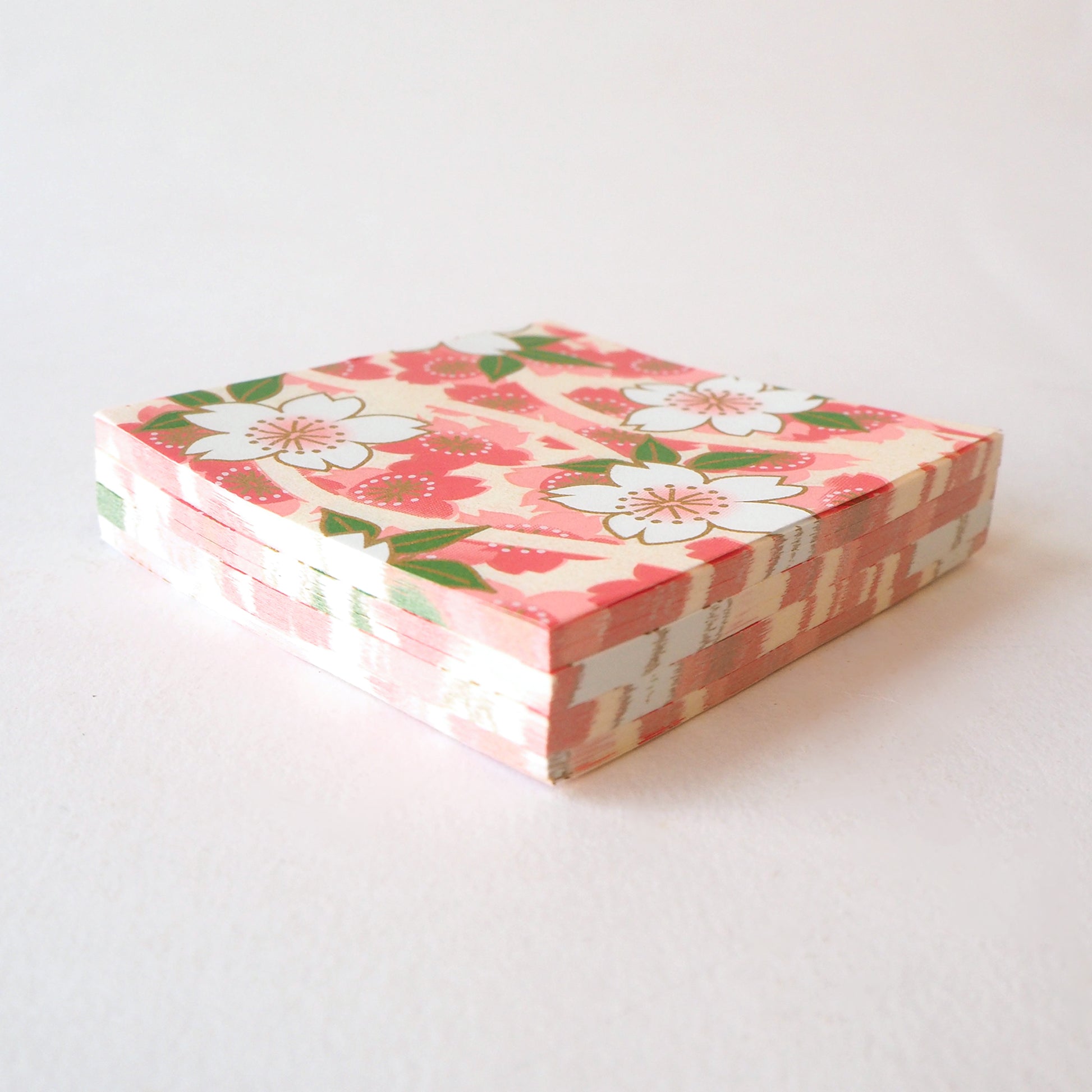 Pack of 100 Sheets 7x7cm Yuzen Washi Origami Paper HZ-412 - Big Cherry Blossom Pink - washi paper - Lavender Home London